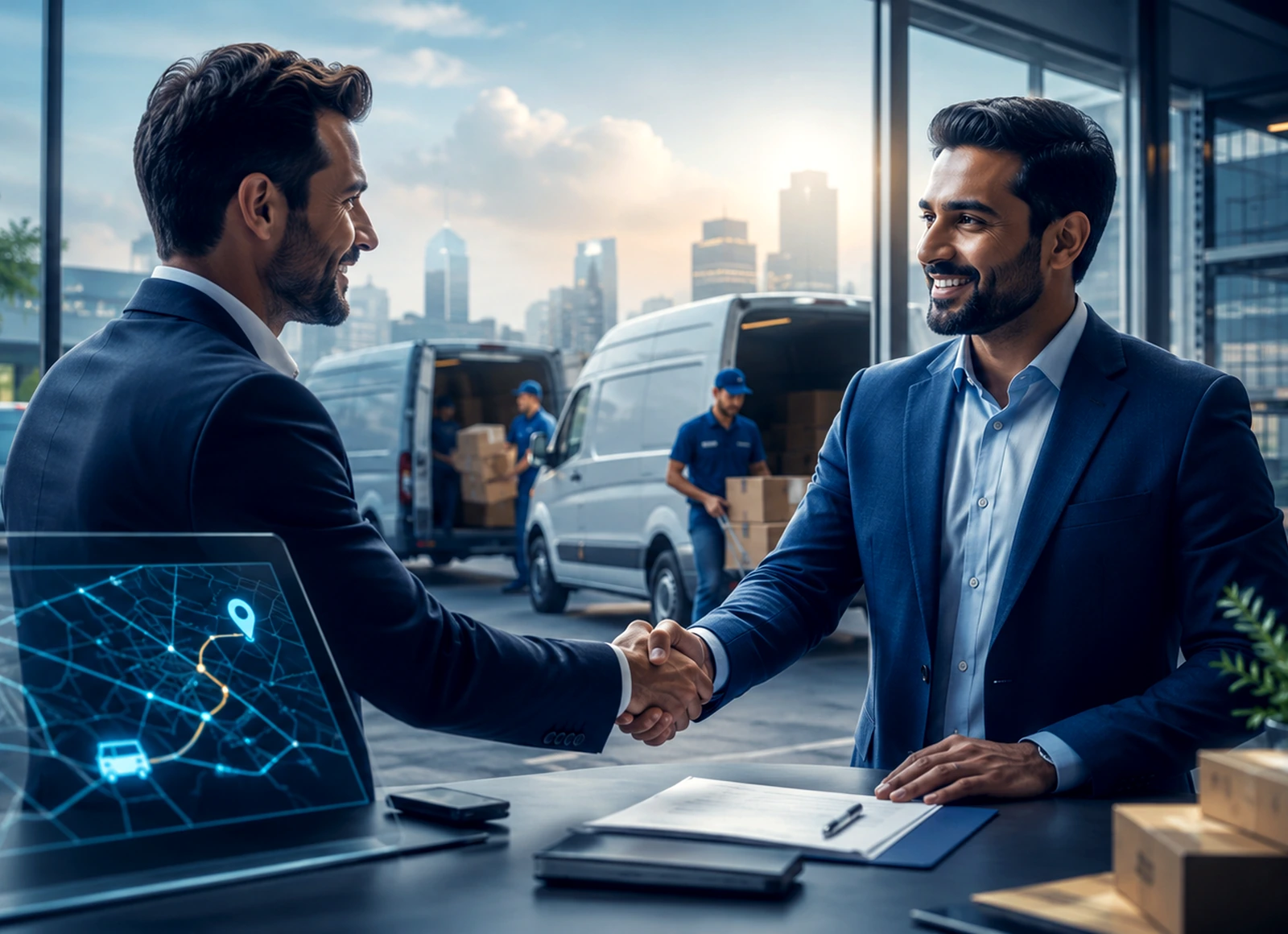 Delivery partnership visual with logistics and implementation collaboration