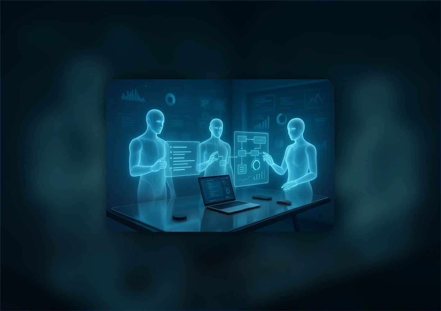 Multiple AI agents coordinating a multi-step digital workflow