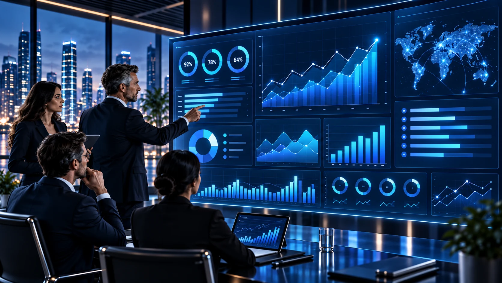 Performance and KPI reporting dashboard with live charts and executive metrics